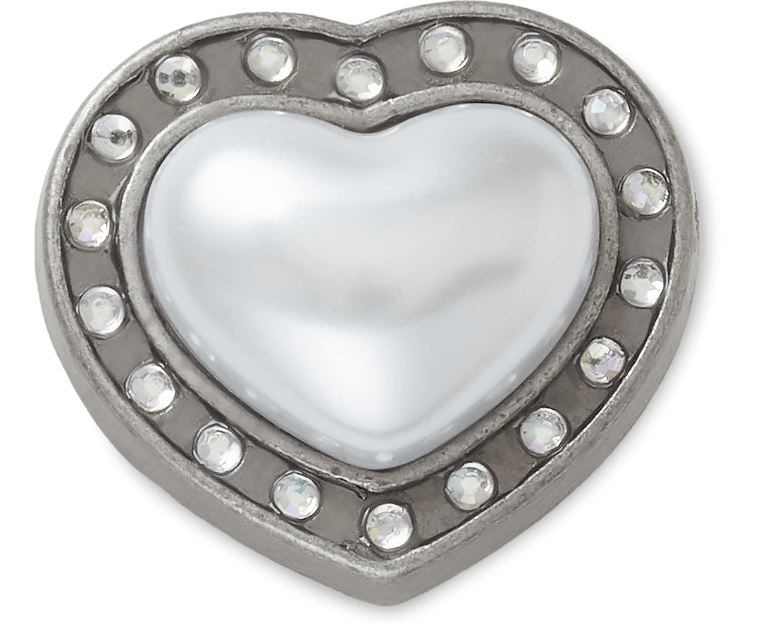 Crocs Silver Pearl Heart Gem Jibbitz