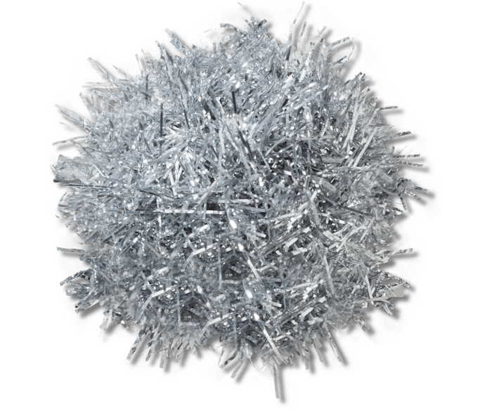 Silver Tinsel Pom