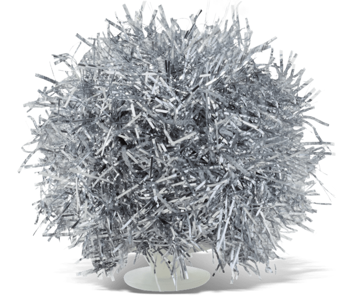 Silver Tinsel Pom