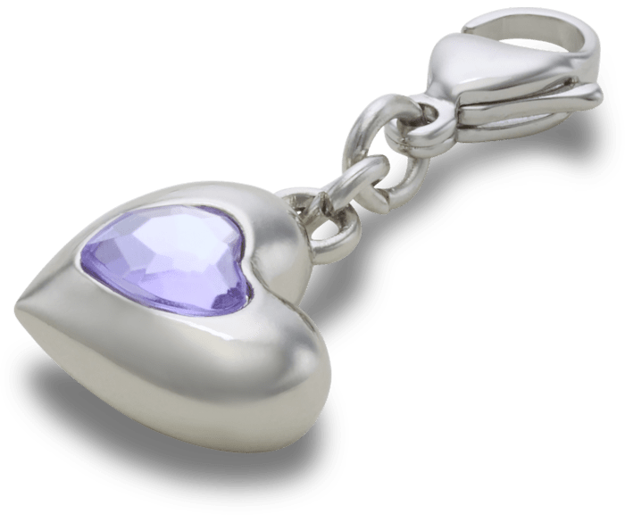 Silver Heart SMT Gem Charm
