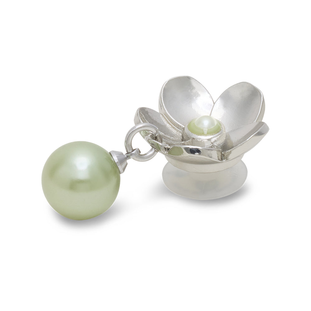 Silver Flower Pearl Dangle