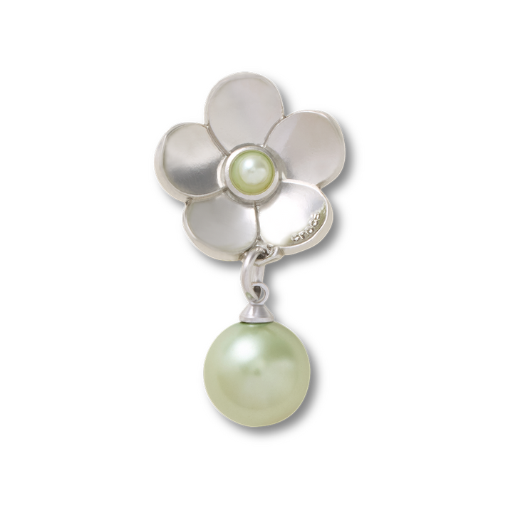 Silver Flower Pearl Dangle