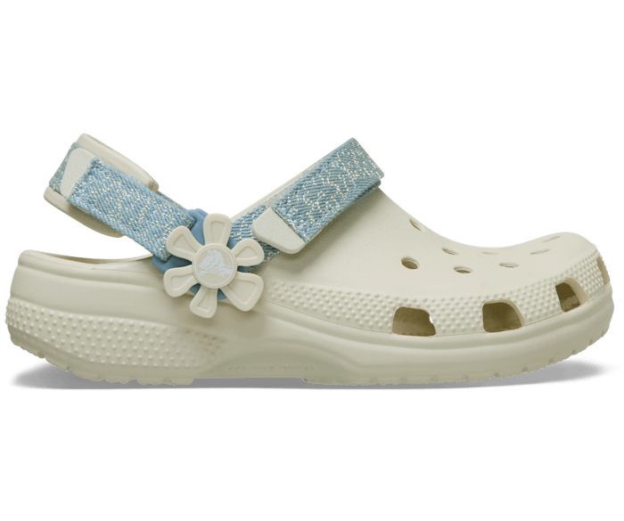 Kids' Classic Denim Flower Adjustable Backstrap Clog