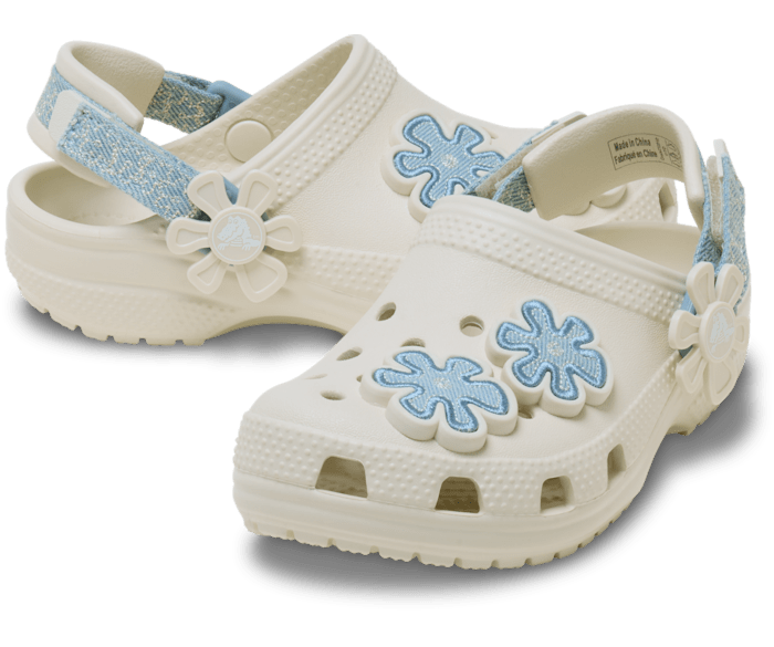 Toddler's Classic Denim Flower Adjustable Backstrap Clog