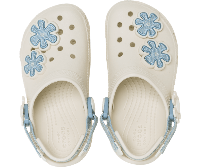 Toddler's Classic Denim Flower Adjustable Backstrap Clog
