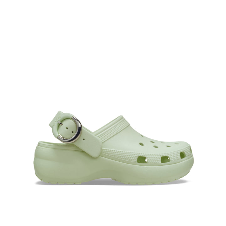 Platform Dipped Metallic Buckle Clog