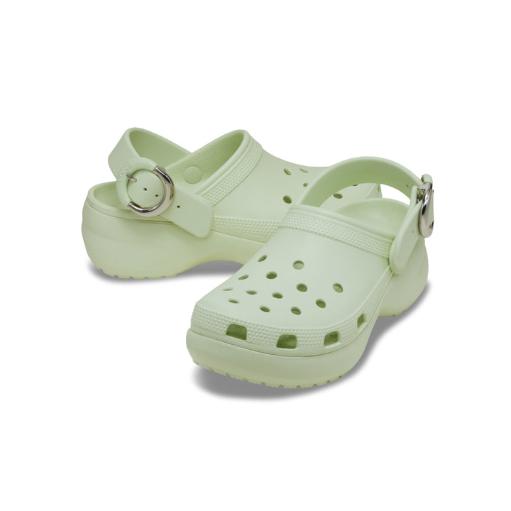 Platform Dipped Metallic Buckle Clog