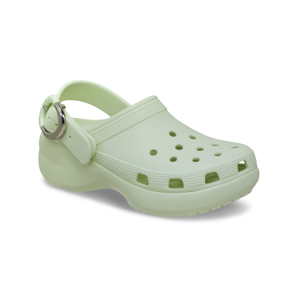 Platform Dipped Metallic Buckle Clog