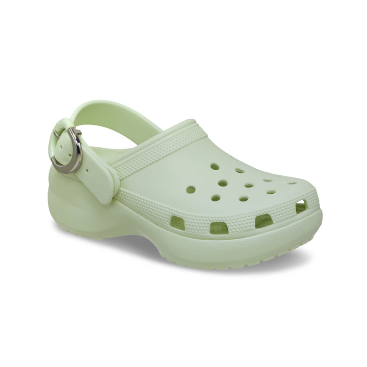 Platform Dipped Metallic Buckle Clog